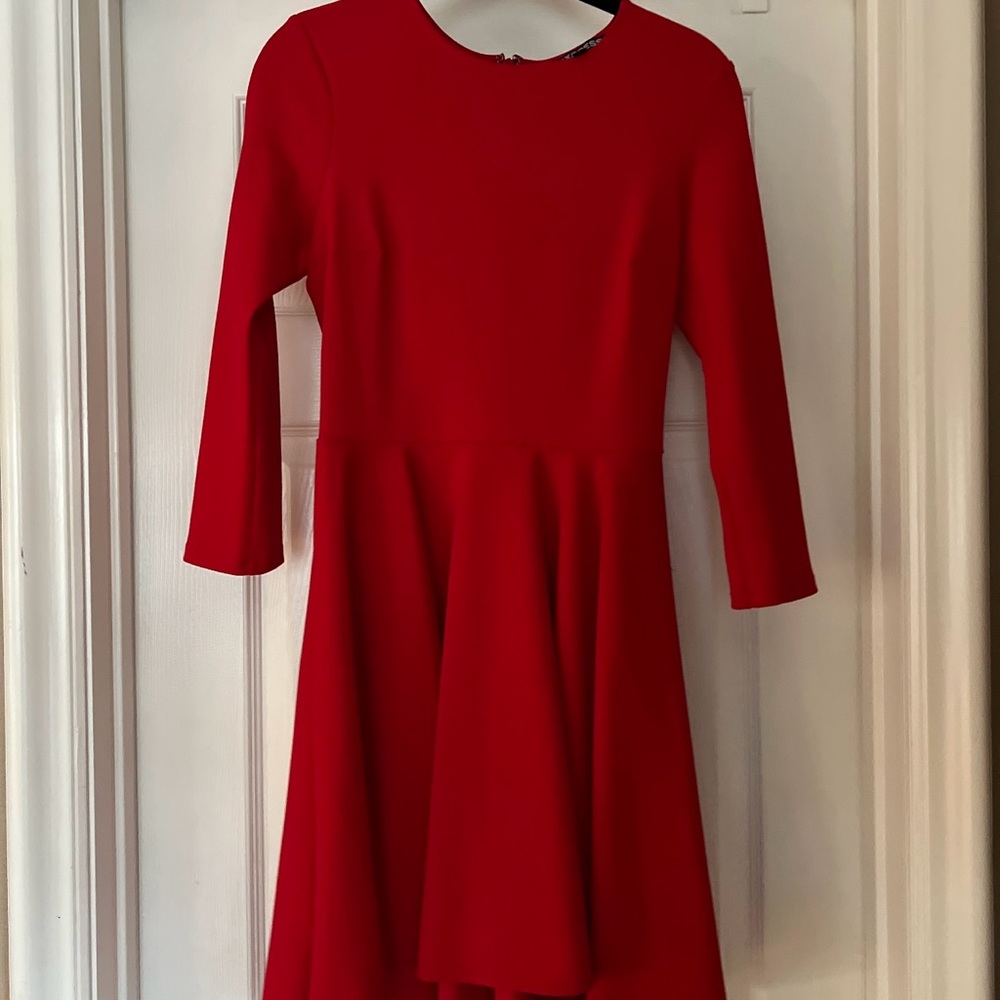 Red Express Dress, longer in the back and shorter in the front